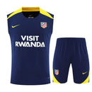 Conjunto hombre entrenamiento Atlético de Madrid temporada 2025 2026 oficial azul marino camiseta sin mangas y pantalón corto fútbol técnica transpirable colchonero Atleti.