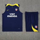 Conjunto hombre entrenamiento Atlético de Madrid temporada 2025 2026 oficial azul marino camiseta sin mangas y pantalón corto fútbol técnica transpirable colchonero Atleti.