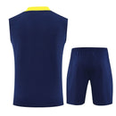 Conjunto hombre entrenamiento Atlético de Madrid temporada 2025 2026 oficial azul marino camiseta sin mangas y pantalón corto fútbol técnica transpirable colchonero Atleti.