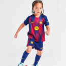 Conjunto infantil FC Barcelona primera equipación 2025 2026 niños kit completo camiseta azulgrana y pantalón corto oficial fútbol niños culés 25/26.