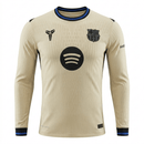 Camiseta hombre FC Barcelona visitante 2025 2026 manga larga versión jugador ajuste atlético escudo termosellado detalles técnicos premium azulgrana segunda equipación.