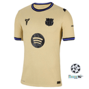 Camiseta hombre FC Barcelona segunda equipación 2025 2026 versión jugador ajuste atlético con parche oficial de Champions League 5 copas visitante auténtica.
