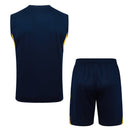 Conjunto hombre entrenamiento Boca Juniors temporada 2025 2026 camiseta sin mangas azul marino pantalón corto amarillo técnica transpirable xeneize oficial.