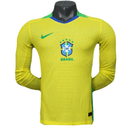 Camiseta hombre Brasil temporada 2025 2026 equipación local color amarillo manga larga versión jugador auténtica calidad 1.1 oficial, Brasil 2025, Camiseta Brasil manga larga, Brasil 25/26 jugador, Camiseta auténtica Brasil, Ropa barata Brasil, Calidad 1.1 Brasil, Selección brasileña 2026, Tienda Hincha Futbolero, Canarinha, Bloke Core Brasil.