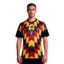 Camiseta hombre pre-juego Selección Alemania temporada 2026 2027 oficial calentamiento negro rojo amarillo técnica transpirable DFB mundial.