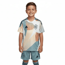 Conjunto infantil España segunda equipación 2025 2026 niños kit completo camiseta beige y pantalón corto oficial RFEF ropa fútbol niños 25/26.