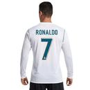 Camiseta hombre Real Madrid temporada 2017 2018 manga larga dorsal Ronaldo 7 primera equipación blanca y azul turquesa retro calidad 1.1 premium Tienda Hincha Futbolero. Real Madrid 2017, Real Madrid 2018, Camiseta Ronaldo 7, Ropa Real Madrid retro, Camiseta Madrid manga larga, Calidad 1.1 Madrid, Cristiano Ronaldo 17/18, Tienda Hincha Futbolero, Real Madrid Retro Jersey 2018.