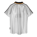 Camiseta retro hombre Real Madrid temporada 1998 1999 2000 blanca clásica fútbol vintage técnica transpirable leyenda merengue Raúl Bernabéu.