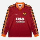 Camiseta AS Roma I Manga Larga 1998/99 Hombre Retro - AS Roma, Roma, Giallorossi, Stadio Olimpico, Serie A, Calcio, Diadora, INA Assitalia, Francesco Totti, Totti, Aldair, Marco Delvecchio, Damiano Tommasi, Manga Larga, Long Sleeve, 1998, 1999, Retro, Vintage, Camiseta Clásica, Primera Equipación, Home Kit, Roja, Red, Amarillo, Hombre, Men, Camiseta de Hombre, Tienda Hincha Futbolero, Fútbol Italiano