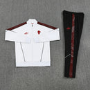 Chándal hombre AC Milan temporada 2025 2026 conjunto sudadera blanca y pantalón largo negro calidad 1.1 premium oficial.