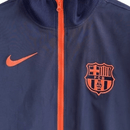 Chaqueta cortaviento hombre FC Barcelona 2025 2026 diseño T90 azul marino detalles naranja sin capucha entrenamiento oficial fútbol culé 25/26 impermeable.