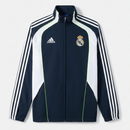Chaqueta hombre entrenamiento Real Madrid temporada 2025 2026 oficial azul marino sin capucha fútbol técnica transpirable madridista.