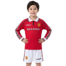 Conjunto Infantil Manchester United I 1998/99 Camiseta Manga Larga y Pantalón Retro - TIENDA HINCHA FUTBOLERO
