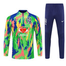Conjunto entrenamiento hombre Brasil temporada 2025 2026 oficial verde sudadera y pantalón azul técnica transpirable pro mundial 2026 cbf kit.
