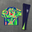 Conjunto entrenamiento hombre Brasil temporada 2025 2026 oficial verde sudadera y pantalón azul técnica transpirable pro mundial 2026 cbf kit.