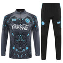 Conjunto entrenamiento hombre SSC Napoli temporada 2025 2026 oficial gris sudadera y pantalón negro técnica transpirable pro serie a kit partenopeo.
