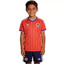Conjunto fútbol infantil Selección Escocia temporada 2026 2027 oficial segunda equipación naranja y azul camiseta y pantalón corto niños técnica mundial.