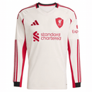 Camiseta hombre Liverpool FC temporada 2025 2026 oficial segunda equipación blanca manga larga técnica transpirable reds pro away kit.