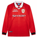 Camiseta Manchester United I Manga Larga 1999/2000 Retro, Manchester United, Man Utd, Old Trafford, Red Devils, Premier League, Champions League, David Beckham, Paul Scholes, Umbro, Manga Larga, Long Sleeve, 1999, 2000, Retro, Vintage, Camiseta Clásica, Primera Equipación, Home Kit, Roja, Red, Hombre, Men, Camiseta de Hombre, Tienda Hincha Futbolero, Fútbol Inglés