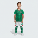 Conjunto infantil México primera equipación 2026 2027 niños kit completo camiseta verde y pantalón corto blanco oficial FMF fútbol niños Tri 26/27.