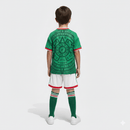 Conjunto infantil México primera equipación 2026 2027 niños kit completo camiseta verde y pantalón corto blanco oficial FMF fútbol niños Tri 26/27.