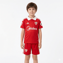 Conjunto infantil Sevilla FC equipación 2025 2026 niños kit completo camiseta roja y pantalón corto oficial fútbol niños sevillistas 25/26.