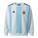 Sudadera hombre Selección Argentina temporada 2025 2026 color blanca y azul oficial sin capucha 3 estrellas fútbol técnica transpirable mundial.
