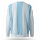 Sudadera hombre Selección Argentina temporada 2025 2026 color blanca y azul oficial sin capucha 3 estrellas fútbol técnica transpirable mundial.
